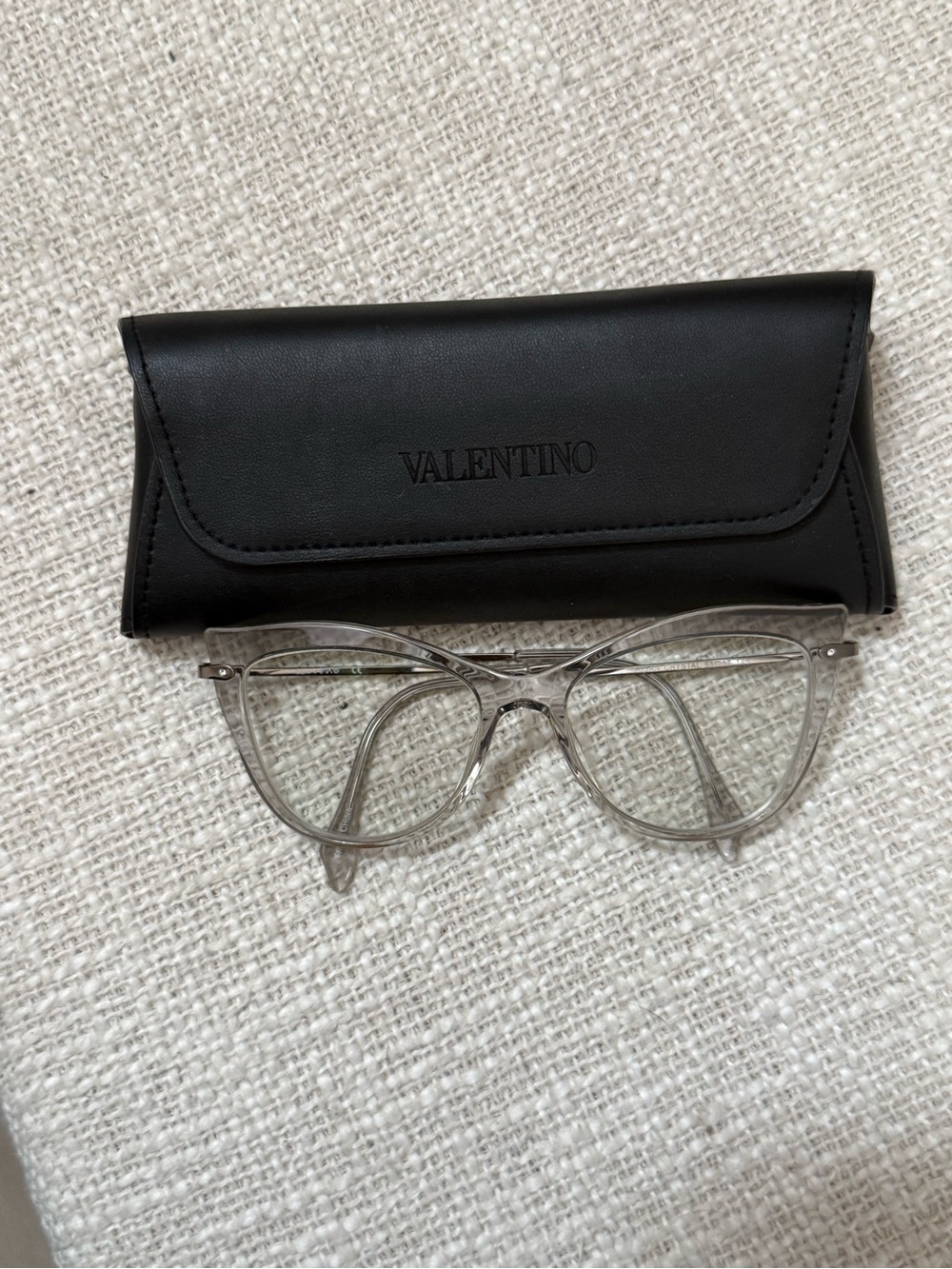 Clear Cat-Eye Glasses with Black Case